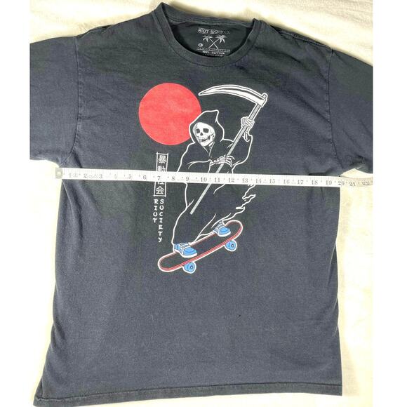 Riot Society Grim Reaper Skate Tee Black Size L Skateboard - Picture 3 of 6